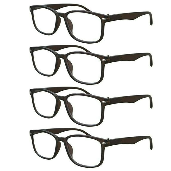 4 Packs Unisex Square Frame Blue Light Blocking Computer Reading Glasses Readers for Men Women +1.50