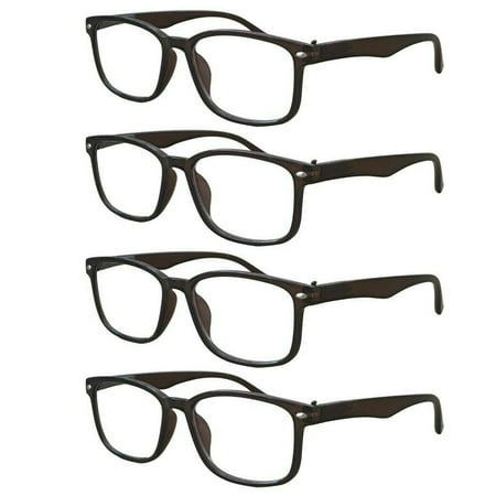 4 Packs Unisex Square Frame Blue Light Blocking Computer Reading Glasses Readers for Men Women +2.50