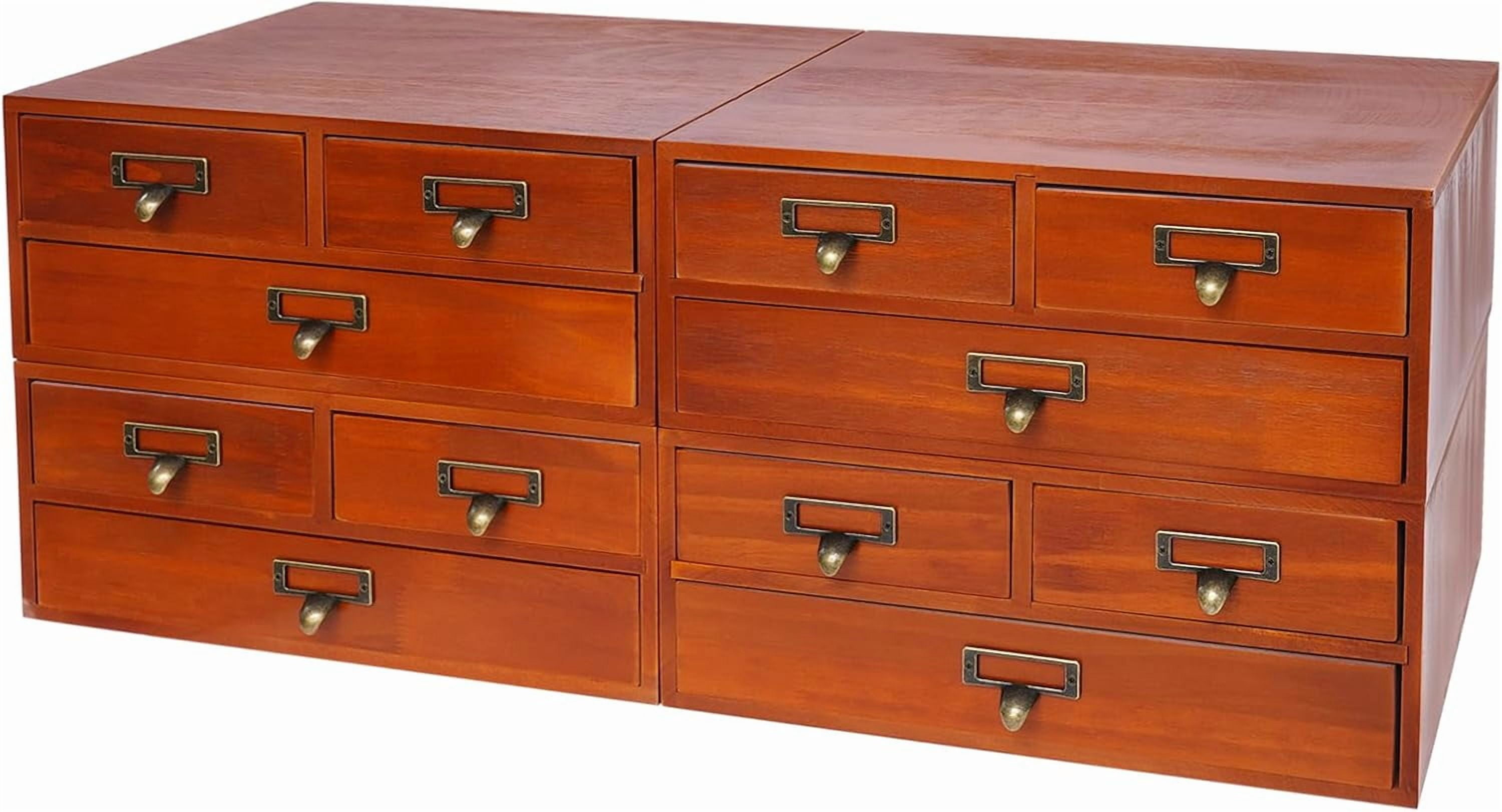 4 Packs Vintage Desktop Apothecary Cabinet with 3 Drawers,Wood Desktop ...