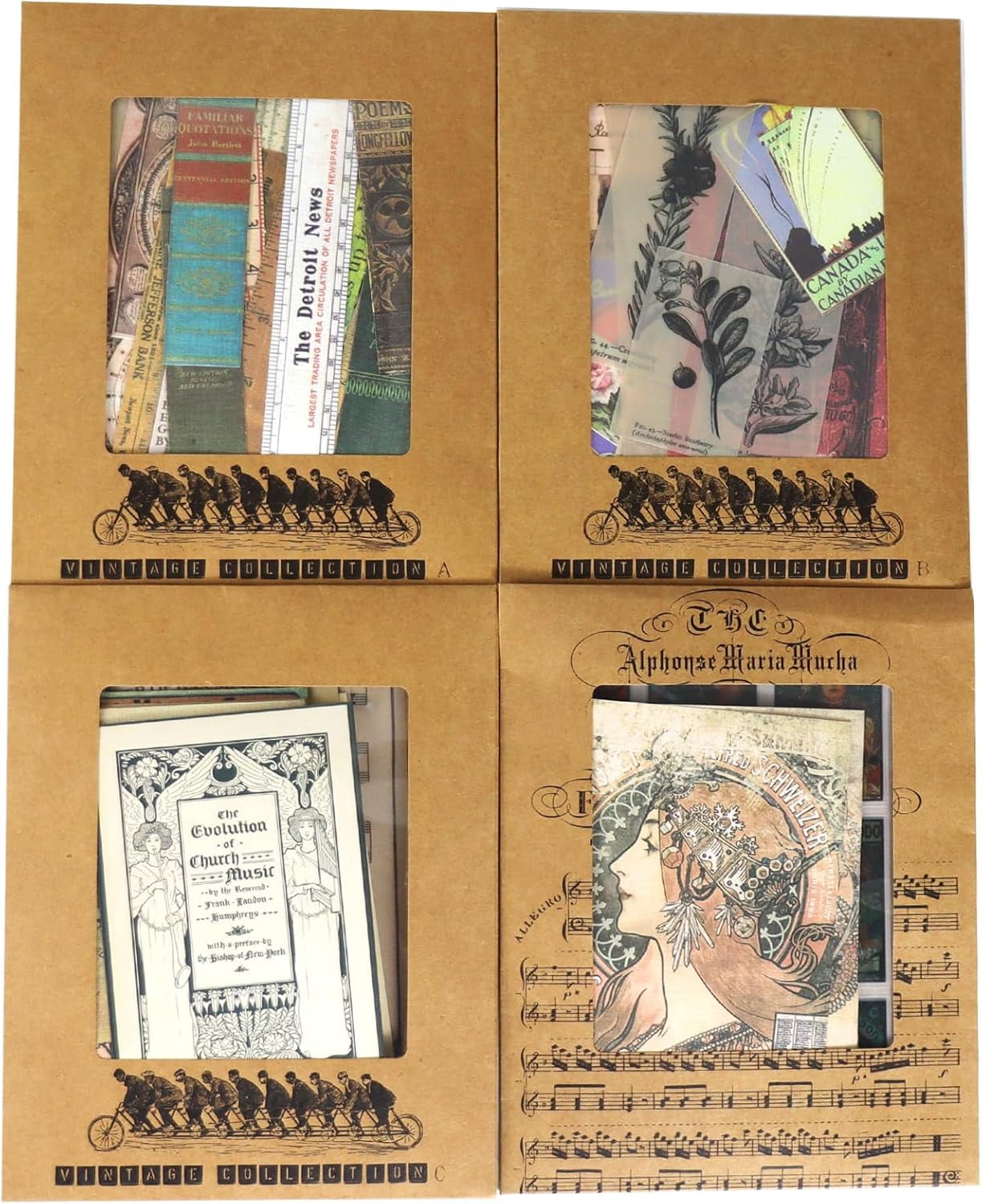 4 Packs Vintage Junk Journal Mixed Media Paper and Stickers Collage Kit ...