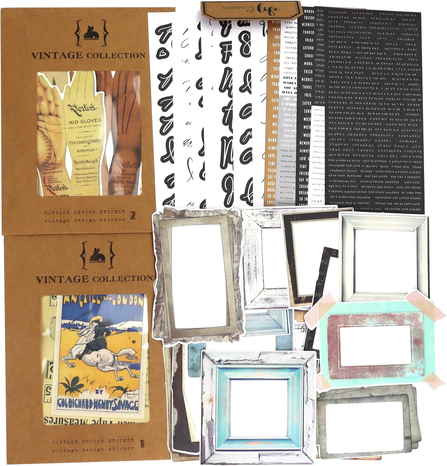 4 Packs Vintage Junk Journal Mixed Media Paper and Stickers Collage Kit Journaling Decoupage Supplies for Adults Scrapbook Craft Starter Ephemera Embellishments Photo Frame Album Art Aesthetic Decor