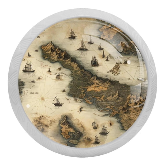 4 Packs Vintage Map Fluorescence Crystal Glass Cabinet Knobs Drawer Handles for Kitchen Cabinets Dresser Cupboard Wardrobe Pulls Handles