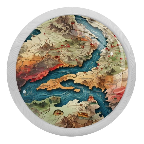 4 Packs Vintage Map Fluorescence Crystal Glass Cabinet Knobs Drawer Handles for Kitchen Cabinets Dresser Cupboard Wardrobe Pulls Handles