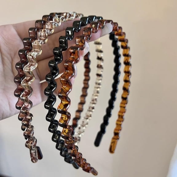 4 Packs Wavy Headbands for Women Teen Girls Men, Plastic Comb Hair Bands Fashion 0.8CM Thin Head Bands for Women's Hair, Non Slip Black Hairbands Accessories