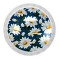 4 Packs White Daisy Flowers Transparent Knobs Drawer Handles