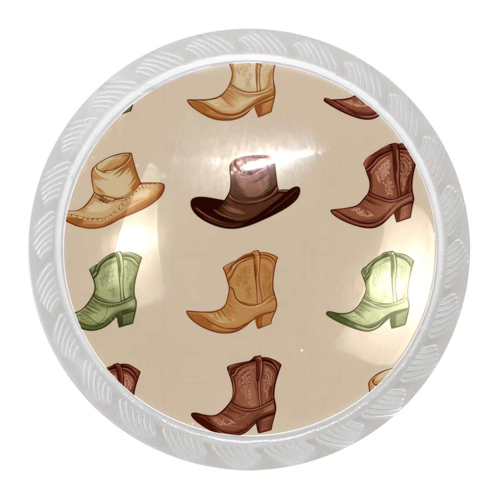 4 Packs Wild West Cowboy Boots Hats Kitchen Knobs for Dresser