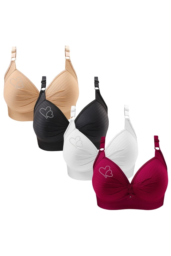 4 Packs Womens BC Cup No Underwire Bras Full Coverage Push Up Bralettes for Women Padded Comfortable Everyday Bra