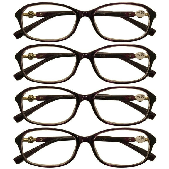 4 Packs Womens Oval Frame Reading Glasses Lightweight Classic Style Readers +1.00