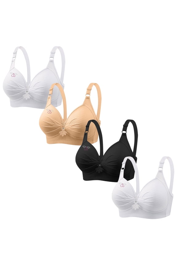 4 Packs Womens Push Up Bras No Underwire BC Cup Bra for Women Full Coverage Padded Breathable Tshirt Bra