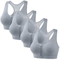 thumbnail image 1 of 4 Packs Womens Sports Bras Plus Size Push Up Bralettes for Women Wireless Front Zipper Racerback Breathable Loose Bra S-4XL, 1 of 6