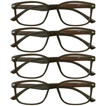 4 Packs Womens Square Frame Blue Light Blocking Computer Reading Glasses Classic Style Readers +1.00