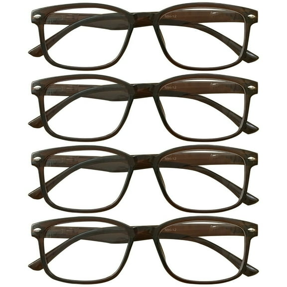 4 Packs Womens Square Frame Blue Light Blocking Computer Reading Glasses Classic Style Readers +1.00