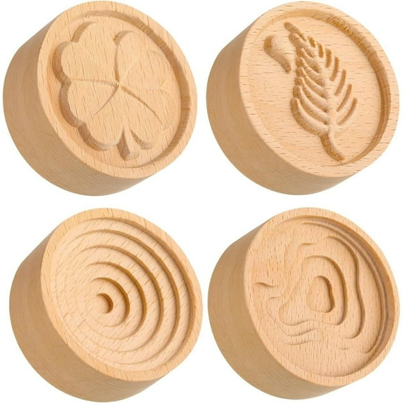 NOBRAND Wood Car Essential Oil Diffuser, 4-Pack, Wooden Aromatherapy Round Diffuser Set for Home, Office, Car