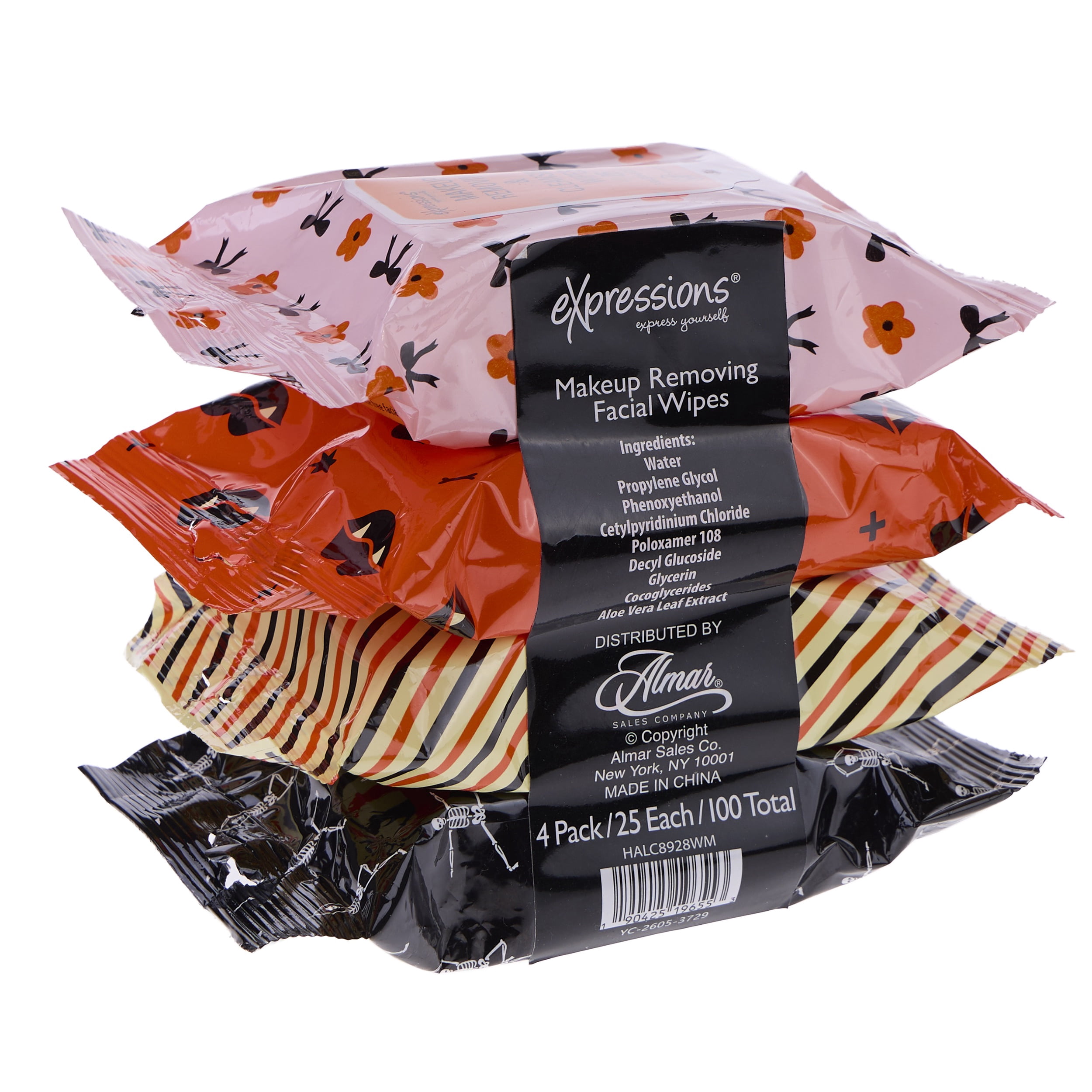 4 Packs of 25 Count Makeup Removing Wipes