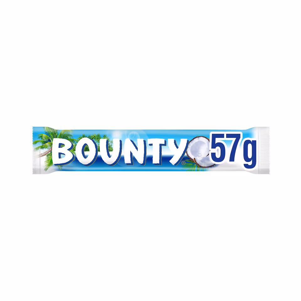 4 Packs of Bounty Coconut & Milk Chocolate Duo Bar 57g