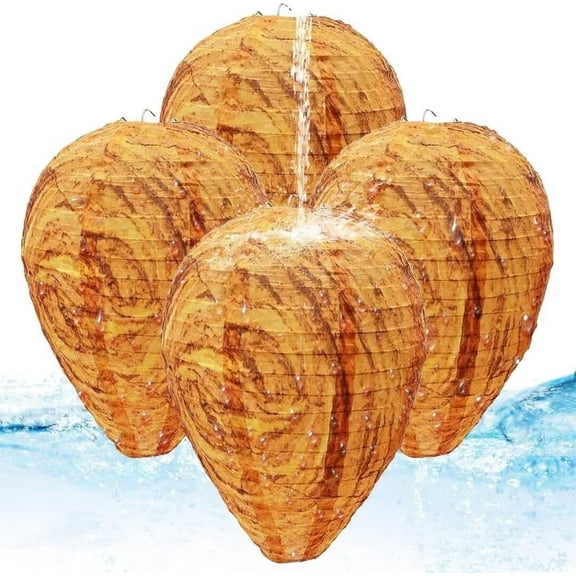 4 Packs of Fake Wasp Nest, Waterproof Material Fake Hornet Nest Fake Nests for Outdoor Home and Garden