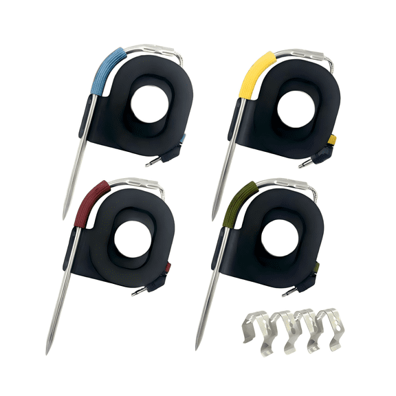 Meatender 4-Pack 1C Washable Meat Probes for Weber iGrill, 2.5mm Plug with Magnetic Spool