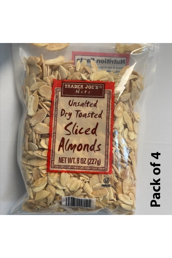 4 Packs of Unsalted Dry Toasted Sliced Almonds - A Detectable Delight | 8 Oz | Buy From RADYAN