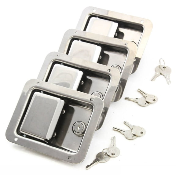 4* Paddle Door Lock Stainless Steel Corrosion-Resistant Latch Handle Truck Tool Box Lock+Keys applied to Most Trucks, Cars, Vans, etc.