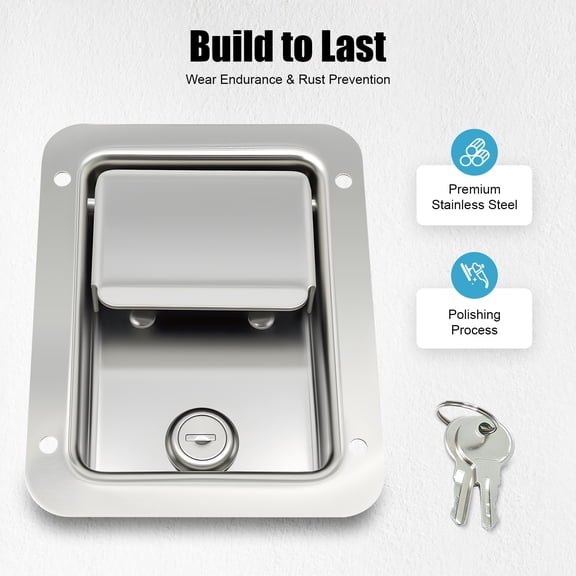 4* Paddle Door Lock Stainless Steel Latch Handle Truck Tool Box Lock+Keys
