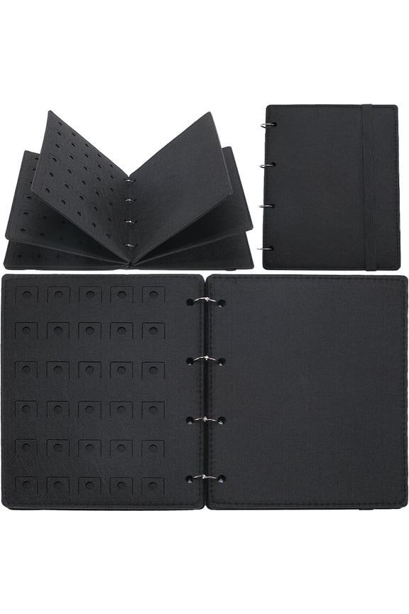 4 Pages Shoe Charms Organizer Black Felt Charm Display Holder Rectangle Shoe Charm Collection Booklet Binder Book Display Stand