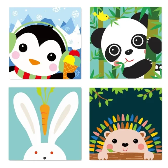 4 Paint by Numbers for Kids DIY Paint Set for Girls Boys Adults Beginner Crafts Acrylic Oil Painting by Number Kits Perfect for Gift Decor 20cmx20cm (4PCS-7)