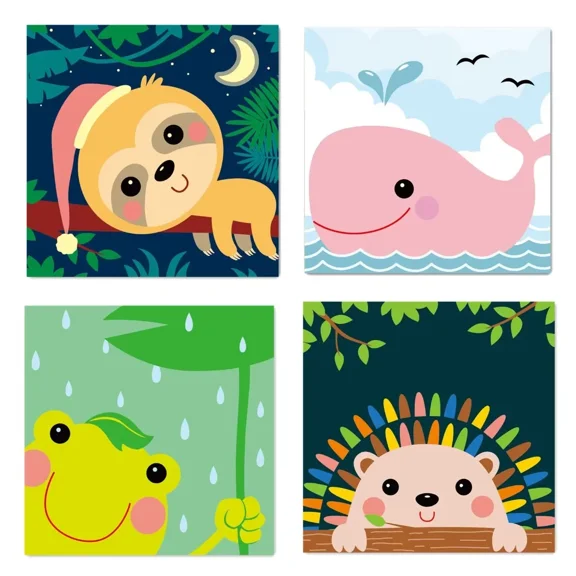 4 Paint by Numbers for Kids DIY Paint Set for Girls Boys Adults Beginner Crafts Acrylic Oil Painting by Number Kits Perfect for Gift Decor 20cmx20cm (4PCS-8)