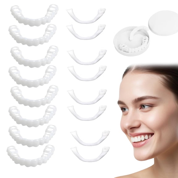 4 Pair Adjustable Clip-in Veneers Snap-On Top & Bottom Dental Aids for Temporary Wear, Effortlessly Enhancing Your Smile Confidence