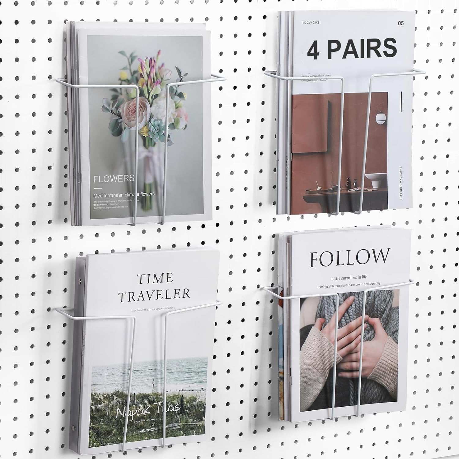 4 Pair Expandable Literature Display for Pegboard, Adjustable Width ...