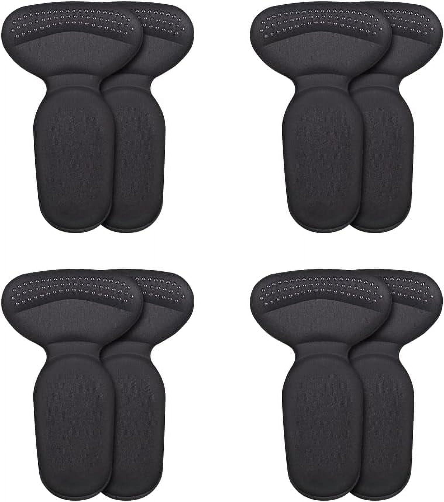 4 Pair Heel Pads for Shoes Too Big, Loose Boot and Shoes High Heel Grip, Self-Adhesive and Shock Absorbing Heel Insert for Women and Men, Reusable Heel Cushion (Black)