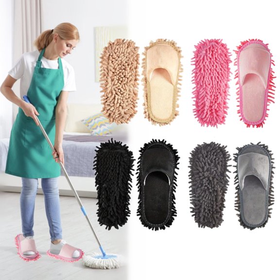 4 Pair Microfiber Cleaning Mop Slippers - Detachable Washable House Mop Slippers for Men and Women, Ideal for Kitchen Floor Dust Cleaning