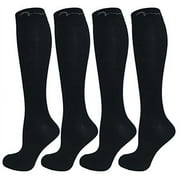 4 Pair Pack Knee-High Youth Graduated Compression Socks Long for Sports, Soccer, Football, Baseball, Running, All Youth Athletics.&nbsp;Boys & Girls Gift Set; Solid Black, Small-Fits Ages 4-7