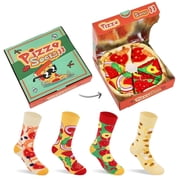 4 Pair Pizza Funny Socks for Men Teens Novelty Crazy Socks Funky Food Cotton Socks Box Gifts for Men Fathers Day Valentine Birthday Christmas Gift