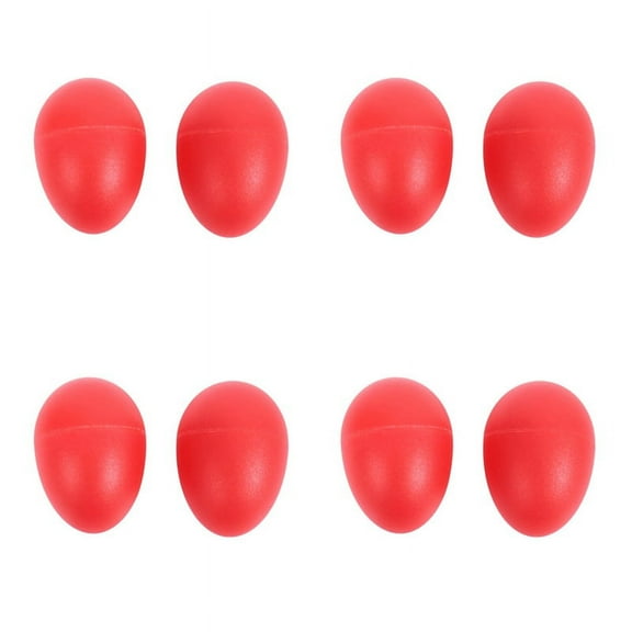 4 Pair Plastic Percussion Musical Egg Maracas Shakers Red