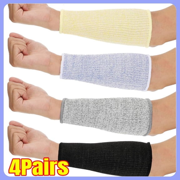 4 Pair Protective Arm Sleeves for Thin Skin Anti-Cut Burn Resistant Cover Forearm Sleeve for Cooking Construction(Black, Purple, Gray, Beige)