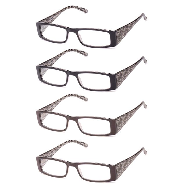 4 Pair Rf9006 Ig Slim Sleek Temple Design Reading Glasses 2 Black And 2