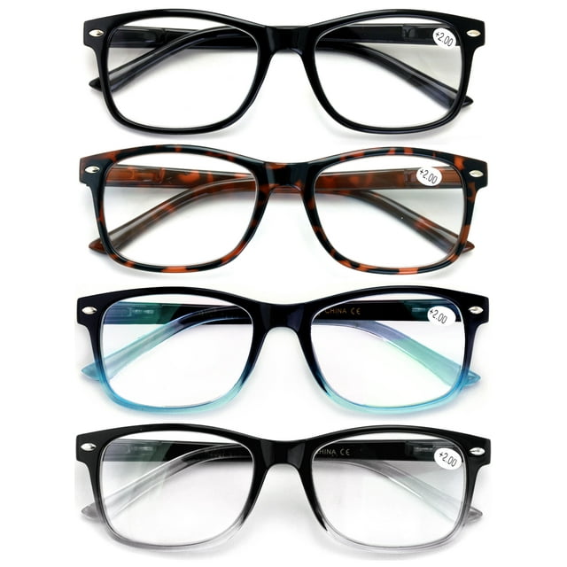 4Pair AntiBlue Light Reading Glasses, UV Ray & Glare Filter, for Men
