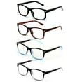 thumbnail image 1 of 4 Pair Reading Glasses Men Women - Comfortable Modern Rectangular Readers with Spring Hinge +2.00, 1 of 3