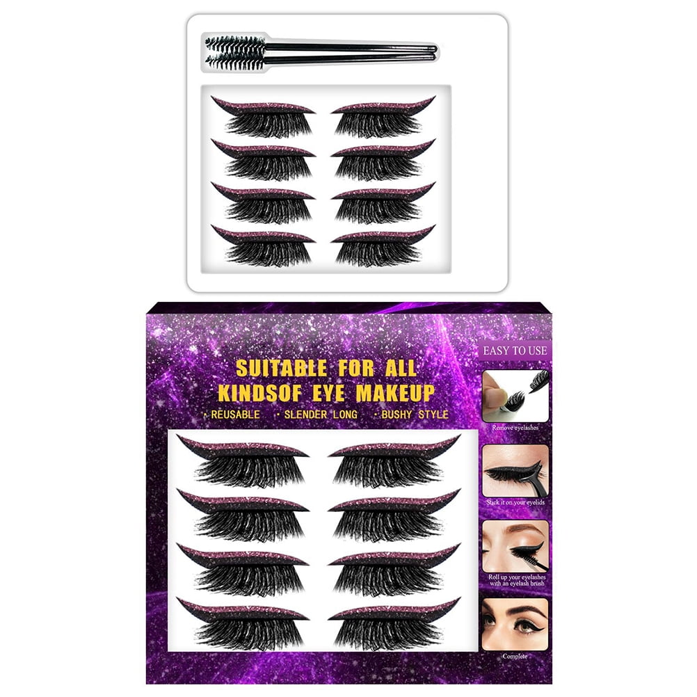 4 Pair Reusable Eyeliner and Eyelash Stickers Waterproof Reusable