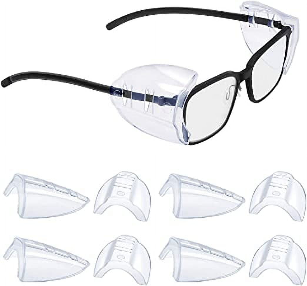 4 Pair Safety Glasses Side Shields for Prescription Glasses, Slip on Clear Eye Glasses, Fits