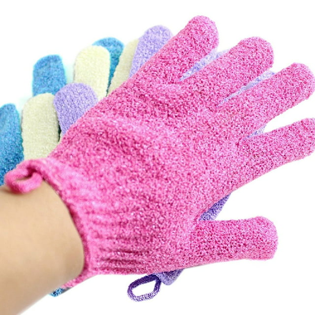 4 Pair Set Scrubbing Exfoliating Gloves, Double Side Durable Nylon Shower Gloves, Body Scrub Exfoliator for Men, Women & Kids, Bath Scrubber for Acne & Dead Cell