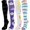 thumbnail image 1 of 4 Pair Small/Medium Extra Soft Colorful Moderate Graduated Compression Socks 15-20 mmHg. Mens & Womens Comfort Blend. Celebrate Mom Designs, 1 of 5