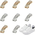 thumbnail image 1 of 4 Pair Tieless Shoelace Buckle No Tie Shoe Laces Bling Rhinestone Locks 1.1x0.4x0.3inches Light Gold Platinum Alloy No Tie Flat Shoelaces for Women's Sneakers for DIY, 1 of 6
