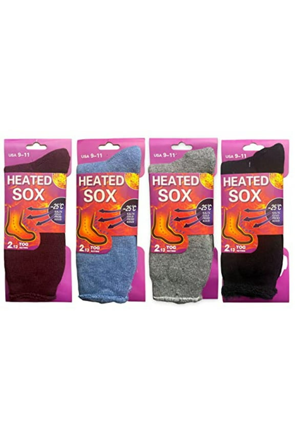 4 Pair, Women Heated Sox Socks Thick Insulated Extreme Boot Winter Thermal Socks Keeps Feet Warmer Longer 2.13 TOG heat rating -25 c Size: 9-11.