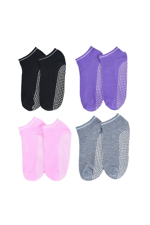 4 Pair Women Non Slip Grip Socks with Grips Sticky for Yoga,Pilates,Barre Home