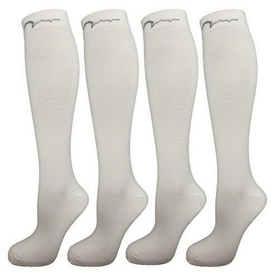 4 Pair Youth Graduated Compression Socks for Basketball, Biking, MTB, Running, Softball, Baseball and Youth Athletics (4 Pair White, Fits Youth 3-5 Years Old)