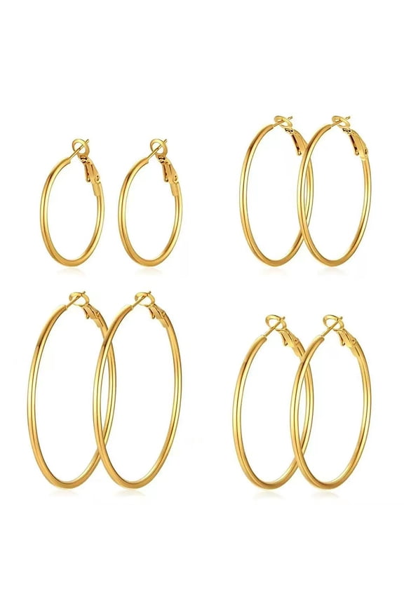 4 Pairs 14K Gold Plated Huggie Hoop Earrings for Women Lightweight Minimalist Small Hoops Hypoallergenic Dangle Earrings Set