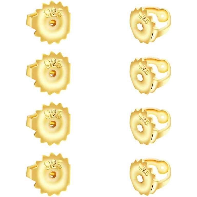 4-Pairs 18k Gold Plated Screw on Earring Backs Replacement for Studs Screw  Earring Backs Hypoallergenic Screw Backs Replacements for Threaded Post
