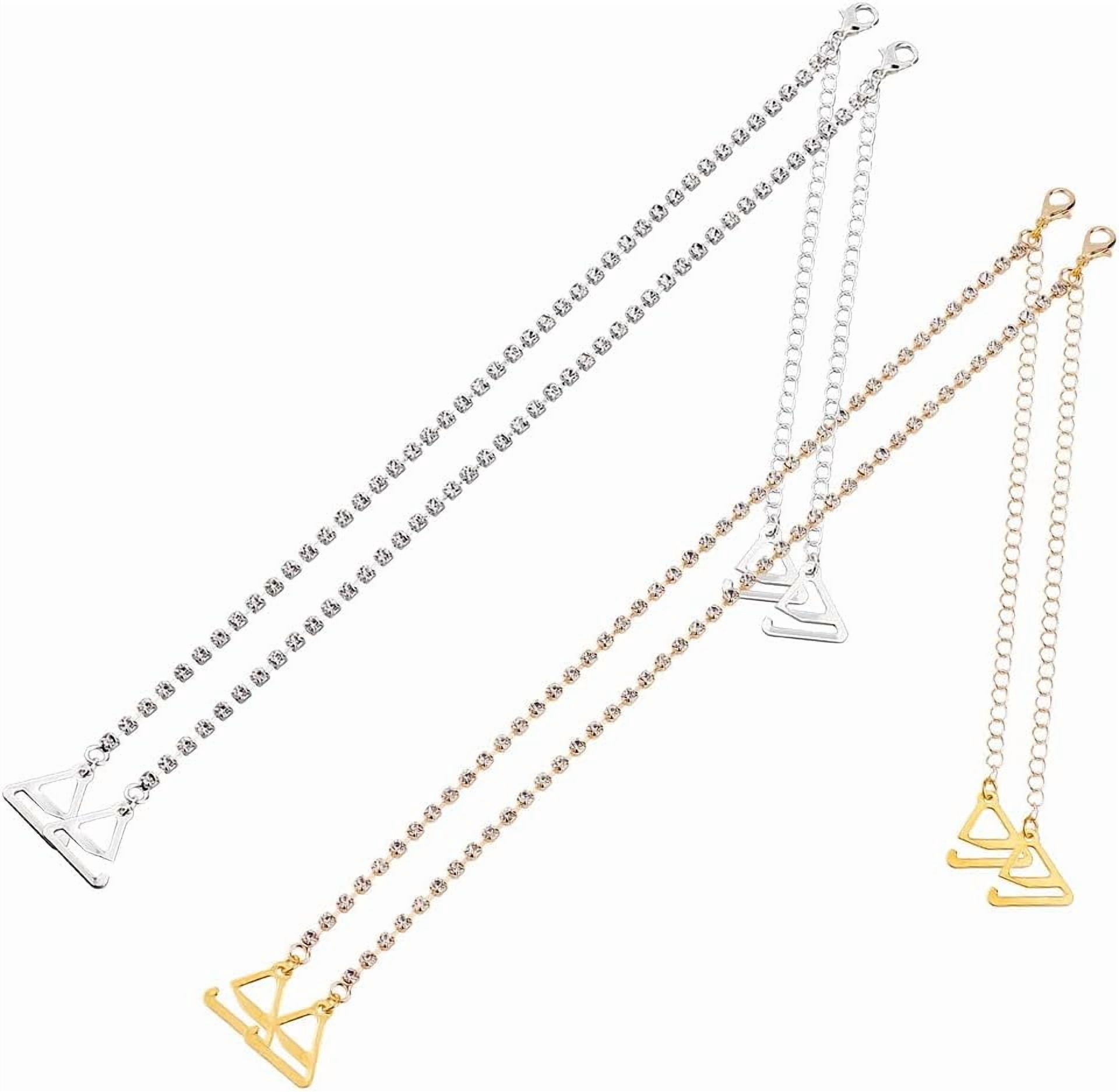 4 Pairs 2 Colors Rhinestone Chain Bra Straps Adjustable Alloy Bra Strap ...