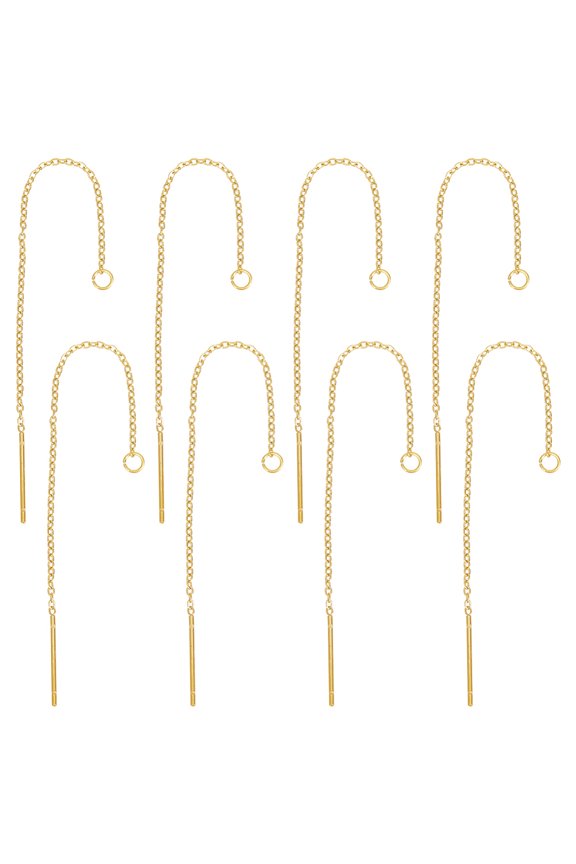 4 Pairs 304 Stainless Steel Earring Findings Ear Threads Golden 90~94x1.2mm Pin: 0.8mm